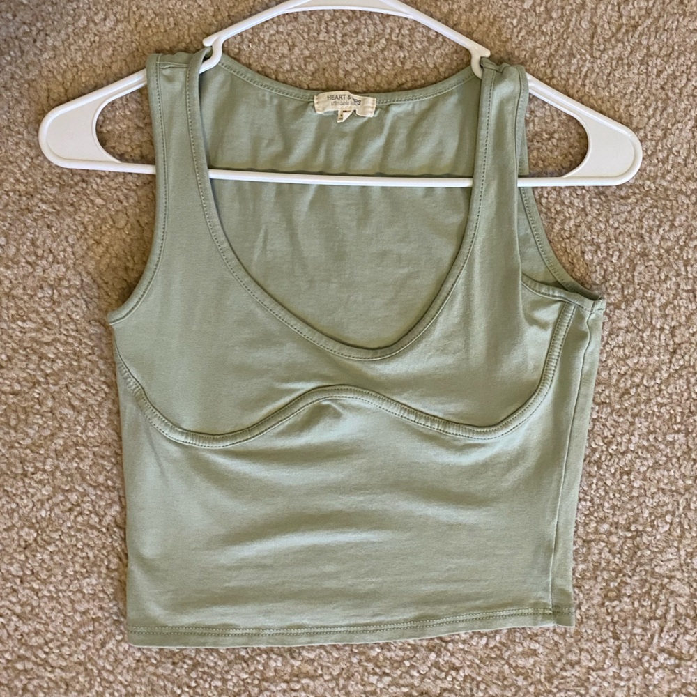 Heart & Hips Sage / Green Tank Top Crop